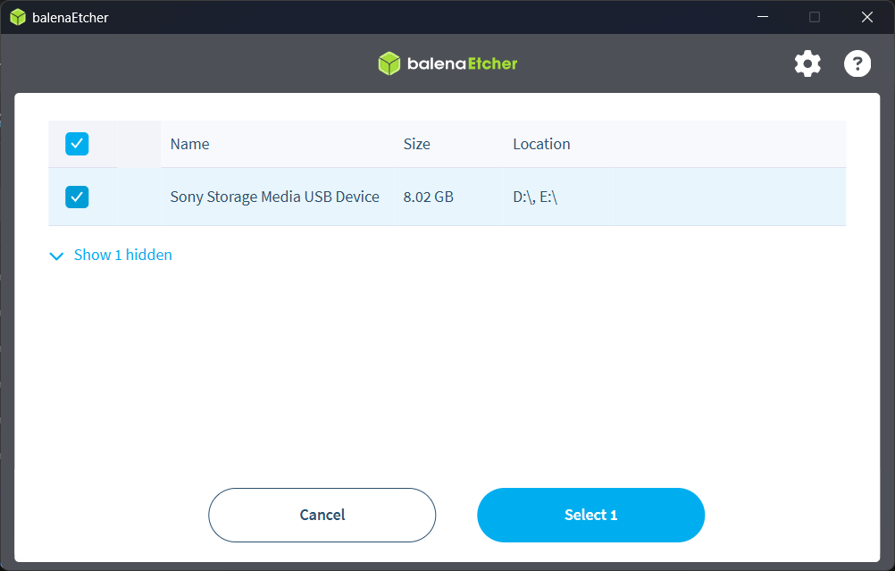 balena etcher selecionar pendrive 2